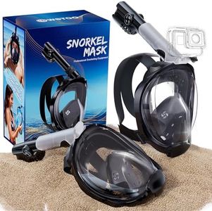 W WSTOO Full Face Snorkel Mask Adults,Suitable for Beginners Dry Top Snorkeling Gear,Can Your Mouth or Nose to Breathe,180 Degrees Panoramic View,Anti-Fog Anti-Leak,Summer Travel and Vacationing Gifts