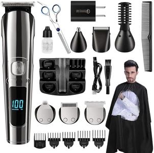 USOR Beard Trimmer for Men, 20 in-1 Electric Beard Razor Grooming Kit for Men, IPX7 Waterproof Hair Trimmer & Clippers, Mustache Face Nose Ear Body Shavers Barber, Tooth Scissors and Shawl Mens Gifts