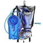 ClearedM Clear Hydration Pack - Clear Backpack with 1.5L Water Bladder Included, Hydropack for Festivals and Raves