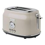 Haden Dorset ‎75003 Stainless Steel 900W Retro Toaster 2 Slice Wide Slot w/Removable Crumb Tray and Settings, Putty Beige Toasters w/Adjustable Browning Control, Smart Toaster