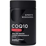 Sports Research CoQ10 (100mg) Enhanced w/Coconut Oil & Bioperine (Black Pepper) for Better Absorption | Vegan Certified, Non-GMO Verified (120 Veggie Softgels)