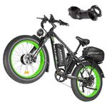 Tuttio Adria 24'' Dual Motor Ebike 68KM/H 52V 30Ah Electric Bike 4000W Peak Mountain Bike for Adults Men Women Electric Bicycle Mountain Beach Snow (Green)