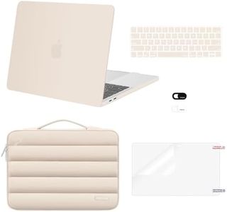 MOSISO Compatible with MacBook Pro 13 inch Case M2 2024-2016 A2338 M1 A2251 A2289 A2159 A1989 A1708 A1706, Plastic Hard Case&Puffy Sleeve Bag&Keyboard Skin&Webcam Cover&Screen Protector, Sand