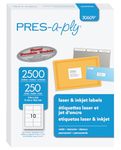 PRES-a-ply Laser Label, 2 x 4 Inches, White, Box of 2500, 2 Packs (30609)