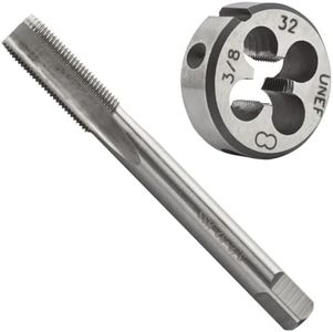 Aceteel 3/8"-32 UNEF HSS Tap And Die Set, Machine Thread Tap And UNEF Round Thread Die Right Hand