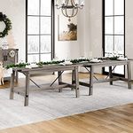 WAMPAT 2 Set of 6 Person Modern Dining Room Table,67.7x2Inches Rectangular Wood Kitchen Table,Rustic Grey