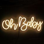 Oh Baby Neon Sign for Backdrop,Warm White Oh Baby Light Up Sign for Wall Decor,Oh Baby Led Sign for Bedroom Wall Baby Nursery Baby Shower Decorations