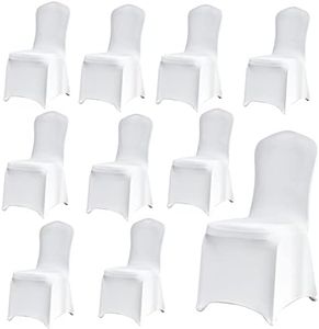 Tigerkinwit Housses de Chaise 10 Pièce Universel Couverture de Chaise Protecteur de Chaise Salle a Manger Extensible pour Mariages Banquets Cérémonie Hôtel Dîner Fêtes Décoration(Blanc)
