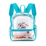 Fomaris Stadium Approved Clear Backpack 12x12x6, Small See Through Mini Plastic Concert Backpack (Turquoise)