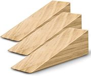 Wooden Door Stoppers - Handmade Acacia Wood Door Wedge - Home Security Door Jammer for Bottom of Door - Suitable for All Floor Types - 3 Pack