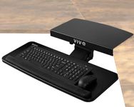 VIVO Adjustable Computer Keyboard and Mouse Platform Tray with Corner Connector for 90-Degree Angles, Ergonomic Under Table Desk Mount Drawer for L-Shaped Workstations, Black, MOUNT-KB03B-C