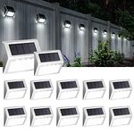 Solar Deck Lights, KASUN Super Bright LED Walkway Light Stainless Steel Waterproof Outdoor Security Lamps for Patio Stairs Garden Pathway (White Light - 12PCS)