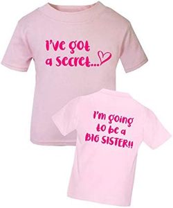 Big Sister Secret T-shirt avant et arrière - Promu à Big Sister Top - Annonce de grossesse Big Sister T Shirt - Rose - 5-6 ans