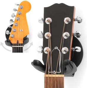 Strumland Guitar Wall Mount – Premium Guitar Hanger for Acoustic, Electric & Classical Guitars, USA-Made Steel Hook with Swiveling Fit, Modern Wall Display, Soft-Safe Cradle, Hidden Mount (Black)