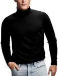 Zengjo Turtle Neck Tops for Men Thermal(Black,S)