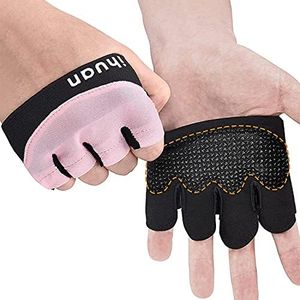 ihuan New Weight Lifting Gym Workout Gloves Men & Women, Partial Glove Just for The Calluses Spots, Great for Weightlifting, Exercise, Training, Fitness… (Pink, M)