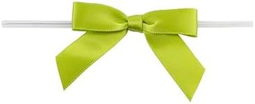 Reliant Ribbon 5171-53503-2X1 Satin Twist Tie Bows - Small Bows, 5/8 Inch X 100 Pieces, Green Grass