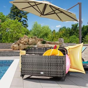 Pool Float Storage, Rolling Pool Noodles Holder with PE Rattan, Outdoor Pool Storage for Swimming Ring, Balls, Floats,Pool Accessories