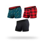 BN3TH Super Soft Mens Underwear - with 3D Comfort Support Pouch | Sweat Wicking Modal Fabric & Chafe-free Seamless Finish (as8, alpha, m, regular, regular, 3 Pack Holiday Trunk)