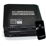 HDMI Switch 4K@60Hz HDMI Splitter,HDMI 2.0 Switcher 3 in 1 Out,HDMI Switch with IR Remote Control,Support HDCP 2.2 4K@60Hz HDR 3D HD1080P,for PS5 PS4 Xbox Blu-Ray Player Roku HDTV Fire Stick (Black)