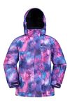 Mountain Warehouse Snowdrop Printed Kids Ski Jacket - Waterproof, Integrated Snowskirt, Detachable Hood, Adjustable Cuffs -Best for Snowboarding, Winter Sports Galaxy Ombre Kids Size 11-12 Years