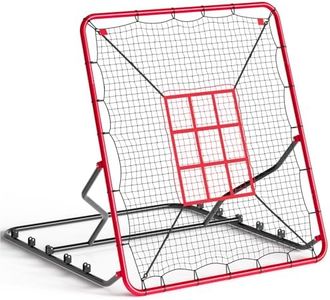 Baseball Rebounder Net 4x4.5Ft, 5 Adjustable Angles Pitching & Batting Trainer, Heavy Duty UV-Resistant Bounce Back Net, Solo Fielding Trainer for Baseball Softball Hitting, Durable Net for Outdoor Pr