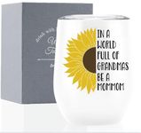 Onebttl Funny Grandma Gifts, Mommom Gifts, Sunflower Gifts for Grandma & Sunflower Lover, 12oz Stainless Steel Insulated Wine Tumbler, Perfect Gifts for Mother's Day, Birthday