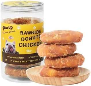 PAWUP Dog Treat Chicken Wrapped Rawhide (4pcs) for Large Dogs, Long Lasting Dog Treat Ring w/Taurine for Aggressive Chewer, 12.5oz