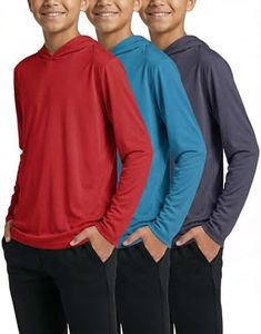 3 Pack: Boys Girls Youth Teen Quick Dry Dri Fit Dry Fit Long Sleeve Active Athletic Hoodie Tops Gym Sweatshirt Basketball Clothes Moisture Wicking Performance -Set 9,L (10-12)