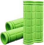 Bicycle Handlebar Grips, Bike Handlebar Rubber Grips Colorful Rubber Mushroom Grips BMX/MTB Mountain Bike Fixed Gear Handle Handlebar Soft Rubber Grips Bicycle Accessory (Green, 2 Pairs)