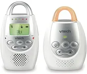 VTech DM221 Audio Baby Monitor with up to 1,000 ft of Range, Vibrating Sound-Alert, Talk Back Intercom & Night Light Loop, White/Silver