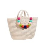 Jmk Textile Women Stylish Pure Cotton Boho Fancy Handmade Handbags Tote Basket Bag Shoulder Purse For Ladies Girls College Office Shopping Travel Gift For Sister 003, Off White