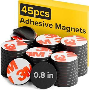 Hyper-Sticky Magnets with Adhesive Backing - 45pcs 0.8"x0.08" Strong Magnetic Dots for Whiteboard, Fridge, Crafts - Easy-to-Cut Stickers for Planning and Organization