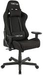 Techni Sport High Back Racing Chair with Foam Seat and Padded Arms, Reclining Gaming Chair with Height and Tilt Adjustment, Black