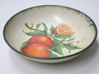 corona treasures GAC Italian Hand Painted 'Country Fruit' Large Decorative Serving Bowl - Fruit Bowl, Candy Dish, Centerpiece Bowl - Brass - Limited Edition 9"