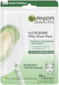 Garnier Nutri Bomb Milky Sheet Mask, With Almond Milk and Hyaluronic Acid for Hydrated Glowing Skin, Intensely Nourishing & Restoring Milky Face Masks, Vegan Tissue