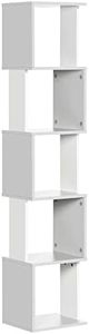 HOMCOM Estantería Librería en Forma S Estantería para Libros con 5 Estantes Abiertos para Salón Oficina Estudio Antivuelco Carga 100 kg 33x28x161 cm Blanco y Gris Claro