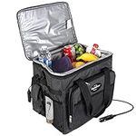 D25 Hybrid Portable 12V Cooler Bag with Shoulder Strap, 25.3L / 26.7 qt Soft-Sided Iceless Thermoelectric Travel Fridge, Grey and Black