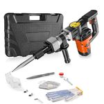 VEVOR Demolition Jack Hammer, 1400W Electric Jackhammer Heavy Duty, 2900 BPM Concrete Breaker 2pcs Chisels Bits Chipping W/Case, Gloves