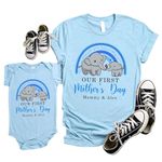 ecua Personalized Our First Mother's Day Shirt, Baby First Mother's Day Shirt, Matching Mother's Day Outfit, Mothers Day Baby Shirt Black, Navy