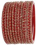 LAVAZZA Stylish Glass Bangle Set For Women Kaanch ki Chudi | Glass Kada Bangles | Designer Glass Fancy Bangles Red Bangles Set | Stone Bangles For Women - (LV_KS4-Iphone-TRed-2.6)