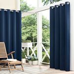 ECLIPSE Bradford Waterproof Blackout Thermal Insulated Grommet Outdoor Curtain for Patio or Porch (1 Panel), 52 in x 95 in, Navy