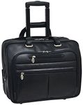 McKlein Limited Edition Laptop Rolling Briefcase, Black Leather (80505C)