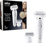 Braun Silk-épil 9 Flex Women's Epilator/Hair Remover, 5 Attachments, Bag, with Flexible Head for Easier Hair Removal, Gift Woman, 9-006, White/Gold