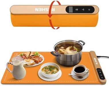 Electric Food Warming Mat with 6 Adjustable Temperature Control, Premium Silicone Nano-Material Foldable Quick Heating Plate, Food Warming Tray for Restaurants, buffets Party, Dinner (Orange)