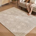 SONGMICS HOME Area Rug, 5x7 ft Rug for Bedroom, Non-Slip Carpet, Home Decor, for Living Room, Machine Washable, Boho Style, Cappuccino Beige UTAR023K01