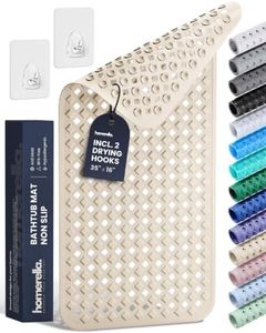 Bathtub Mat Non Slip 35x16 - homerella® Bath Mat Incl. Hooks for Drying, Extra Long, 100% BPA Free, Shower Mat Non Slip Anti Mold, Machine Washable, Shower Mats for Inside Shower Mildew Resistant