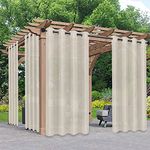 PureFit Sheer Outdoor Curtains for Patio Waterproof Weatherproof, Fade Resistant Outside Voile Curtains for Gazebo, Front Porch, Pergola, Sun Filtering Privacy Curtain, 54 x 95 inch, 1 Panel, Beige