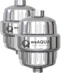 weAQUA Family 2 Pack Shower Filter for UK Hard Water – 99% Removal of Chlorine, Fluoride, Heavy Metals – Reduces Limescale, Dryness, Irritation, Eye Redness – Fits Electric Showers, Shower Heads