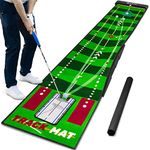 SAPLIZE Golf Putting Mat, Visible Ball Traces, with Putting Alignment Mirror, 20in X 10ft Putting Matt for Indoors, Putting Green Practice Training Aid for Home Office